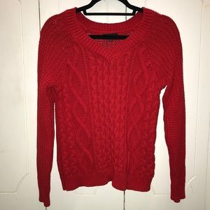 Lord and Taylor Cable-knit Red Sweater